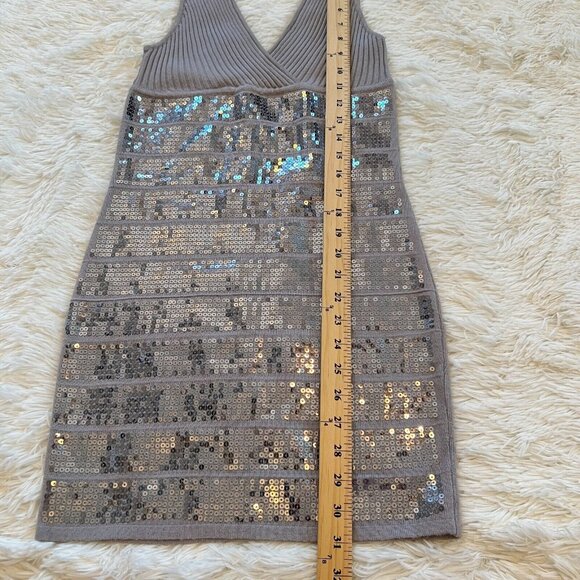 SAy What Dress Medium Silver Sequins Ribbed Swifties Metallic Eras Disco 15208 - Picture 6 of 8